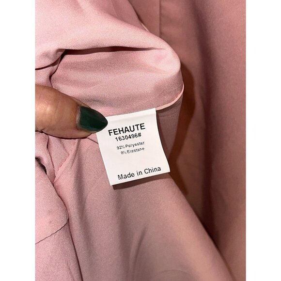 Fehaute Pink Ruffled Bell Sleeves V Neck Mermaid Maxi Dress Wedding Size  8 NWT - Picture 5 of 7